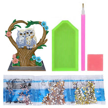 Load image into Gallery viewer, Wooden Desktop Diamond Painting Ornament Winter Owl Crystal Painting Desktop Kit
