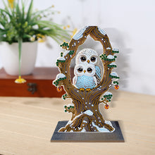 Load image into Gallery viewer, Wooden Desktop Diamond Painting Ornament Diamond Art Table Decor(Winter Owl #11)
