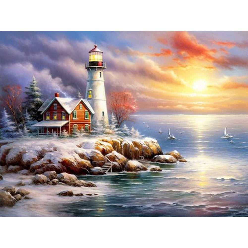 Diamond Painting - Full Round - seaside lighthouse (40*30CM)