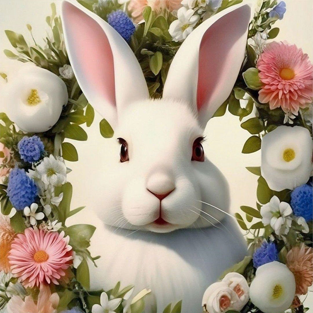 Diamond Painting - Full Round - rabbit and flower (30*30CM)