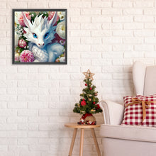 Load image into Gallery viewer, Diamond Painting - Full Round - white dragon and flower (30*30CM)
