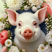 Load image into Gallery viewer, Diamond Painting - Full Round - pig and flower (30*30CM)
