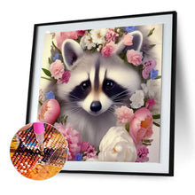 Load image into Gallery viewer, Diamond Painting - Full Round - raccoon and flower (30*30CM)
