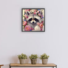 Load image into Gallery viewer, Diamond Painting - Full Round - raccoon and flower (30*30CM)
