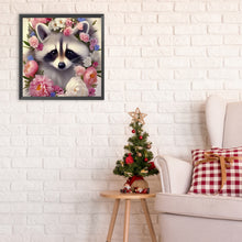 Load image into Gallery viewer, Diamond Painting - Full Round - raccoon and flower (30*30CM)
