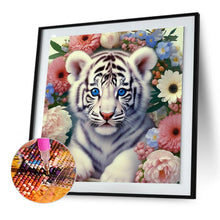 Load image into Gallery viewer, Diamond Painting - Full Round - white tiger and flower (30*30CM)
