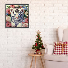 Load image into Gallery viewer, Diamond Painting - Full Round - white tiger and flower (30*30CM)
