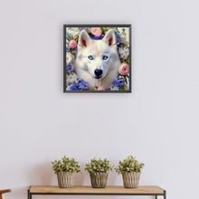 Load image into Gallery viewer, Diamond Painting - Full Round - white wolf and flower (30*30CM)
