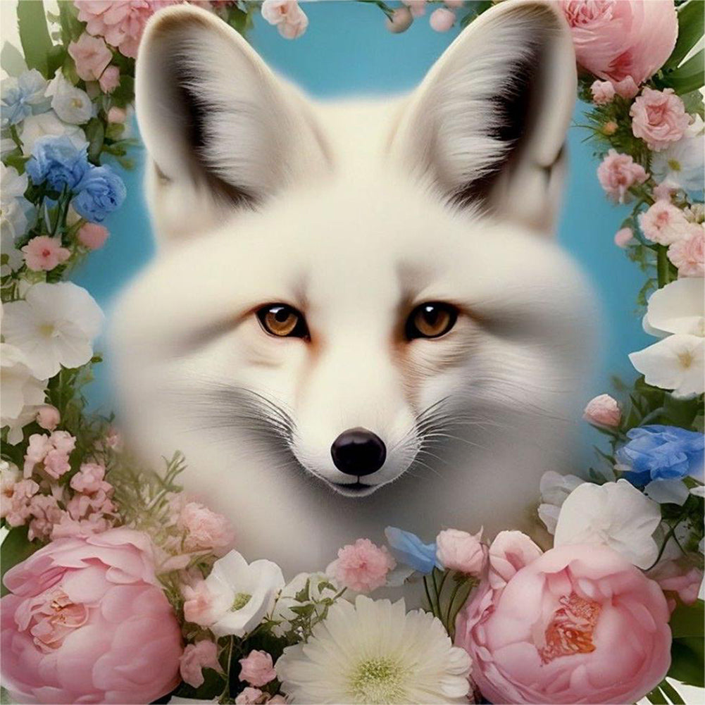 Diamond Painting - Full Round - fox and flower (30*30CM)