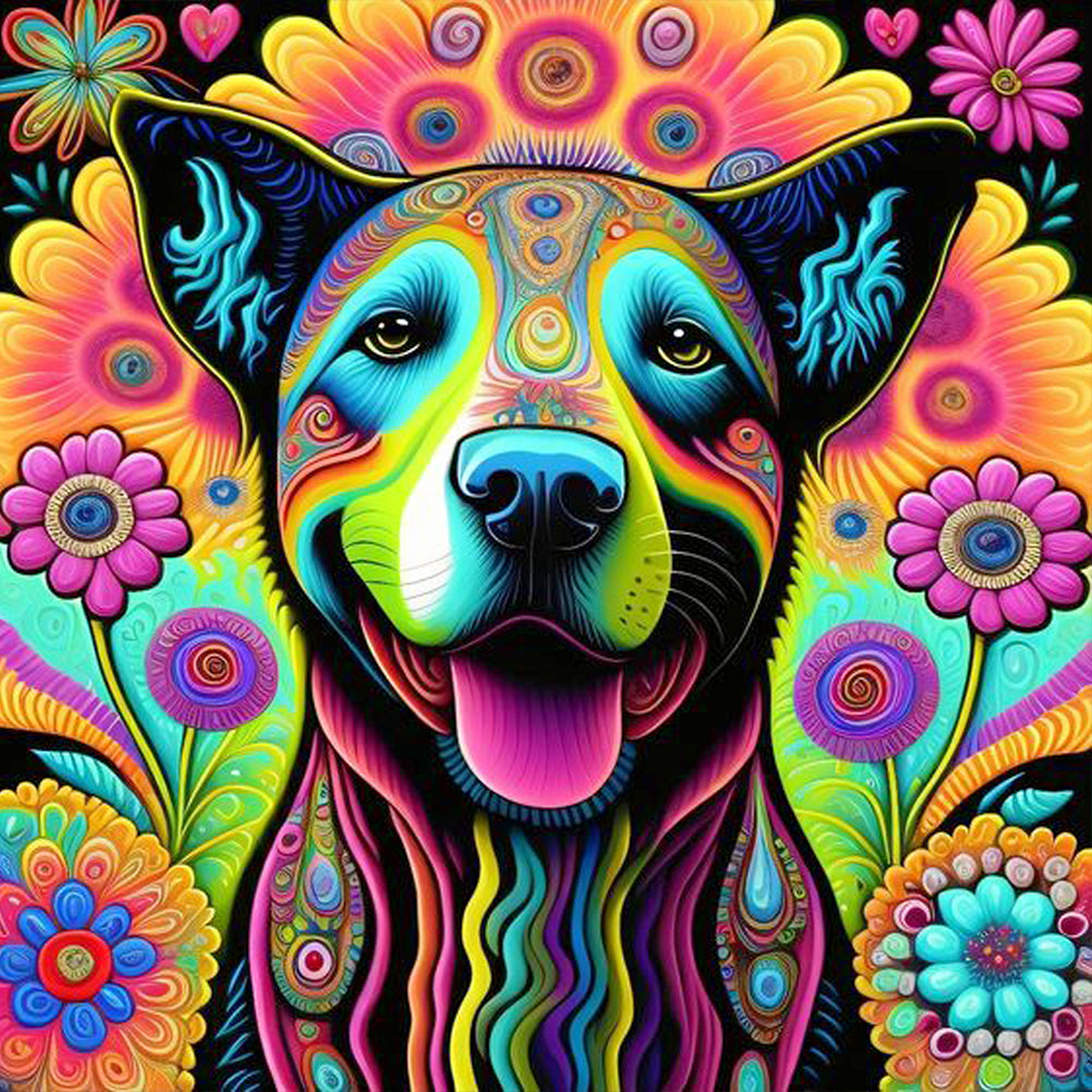 Diamond Painting - Full Round - Colorful puppy (30*30CM)