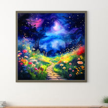 Load image into Gallery viewer, Diamond Painting - Full Round - Night view of pastoral path (40*40CM)
