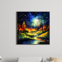 Load image into Gallery viewer, Diamond Painting - Full Round - Night view of village creek (40*40CM)
