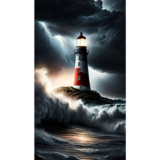 AB Diamond Painting - Full Round - sea lighthouse (40*70CM)