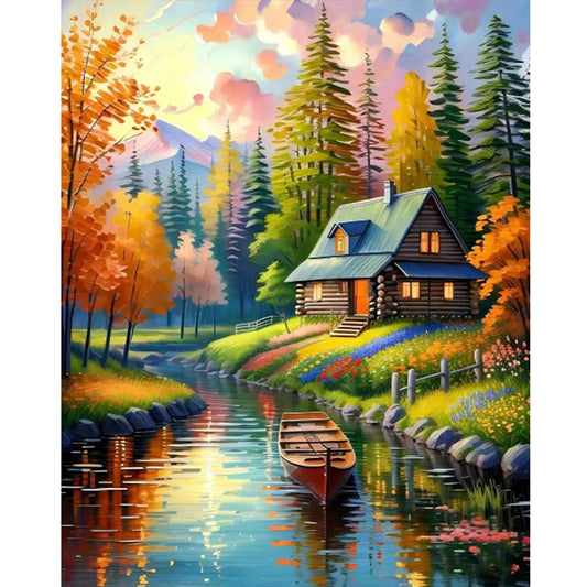 Diamond Painting - Full Round - lake house (40*50CM)