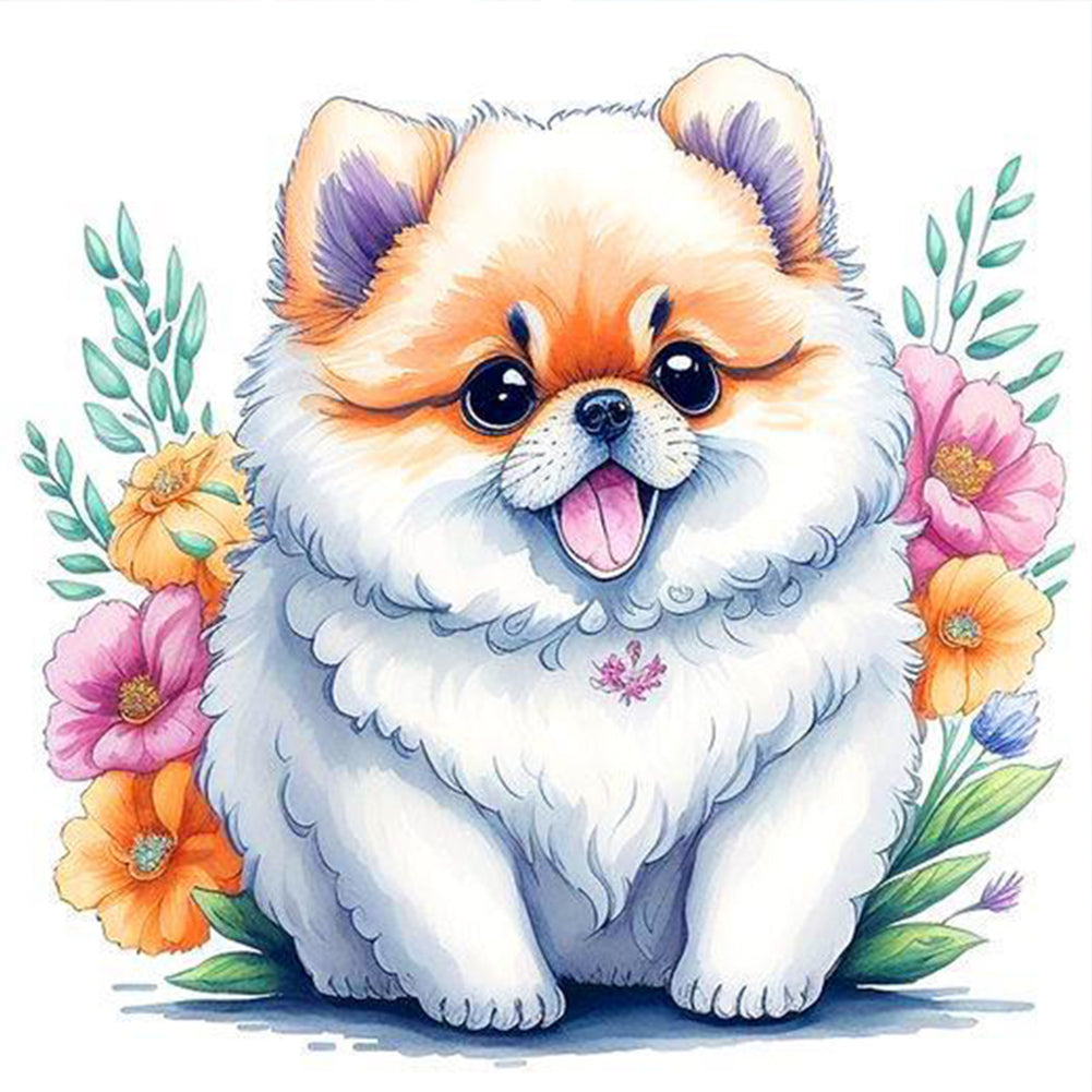 Diamond Painting - Full Round - cute samoyed dog (30*30CM)