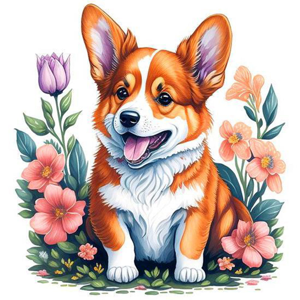 Diamond Painting - Full Round - cute corgi (30*30CM)