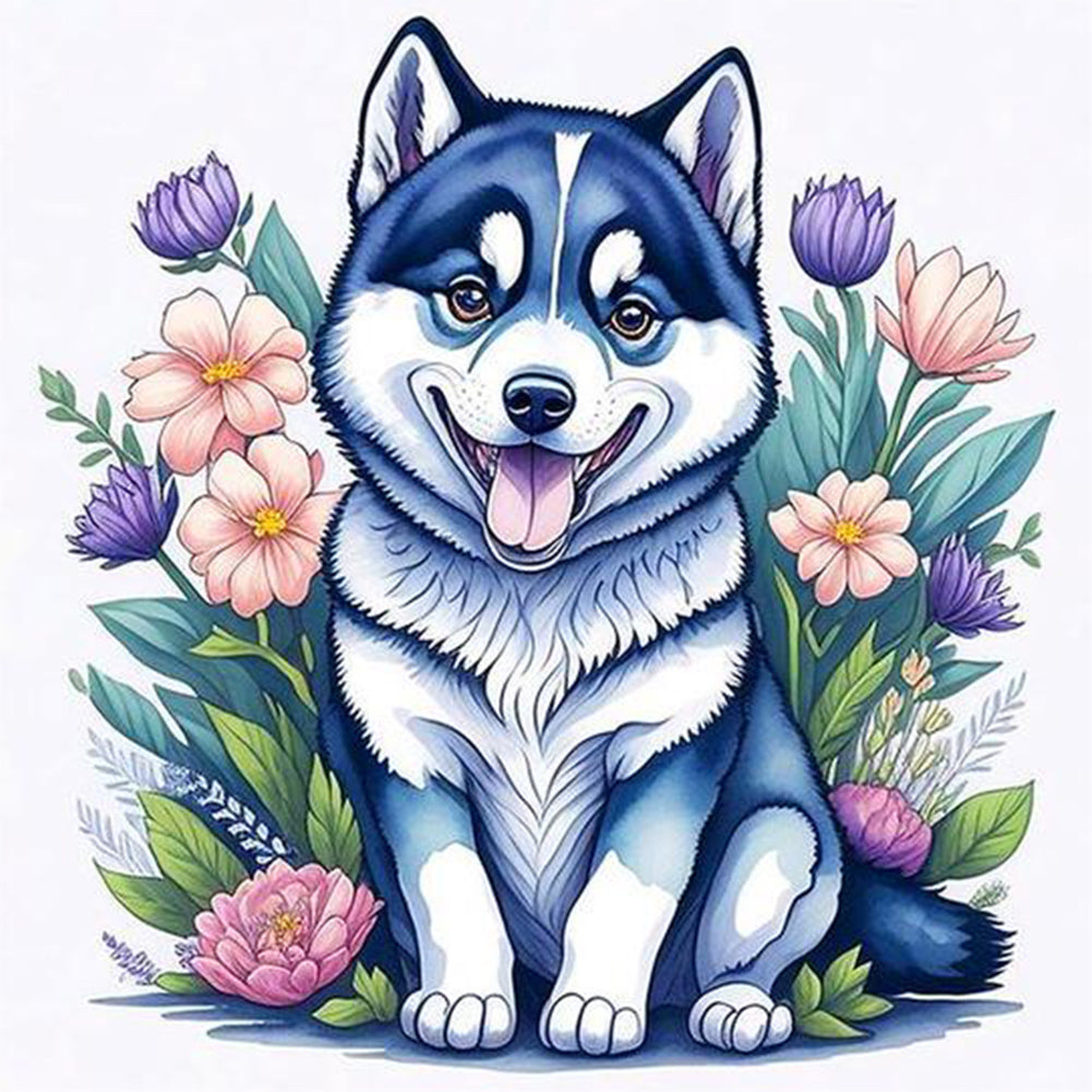 Diamond Painting - Full Round - cute husky (30*30CM)