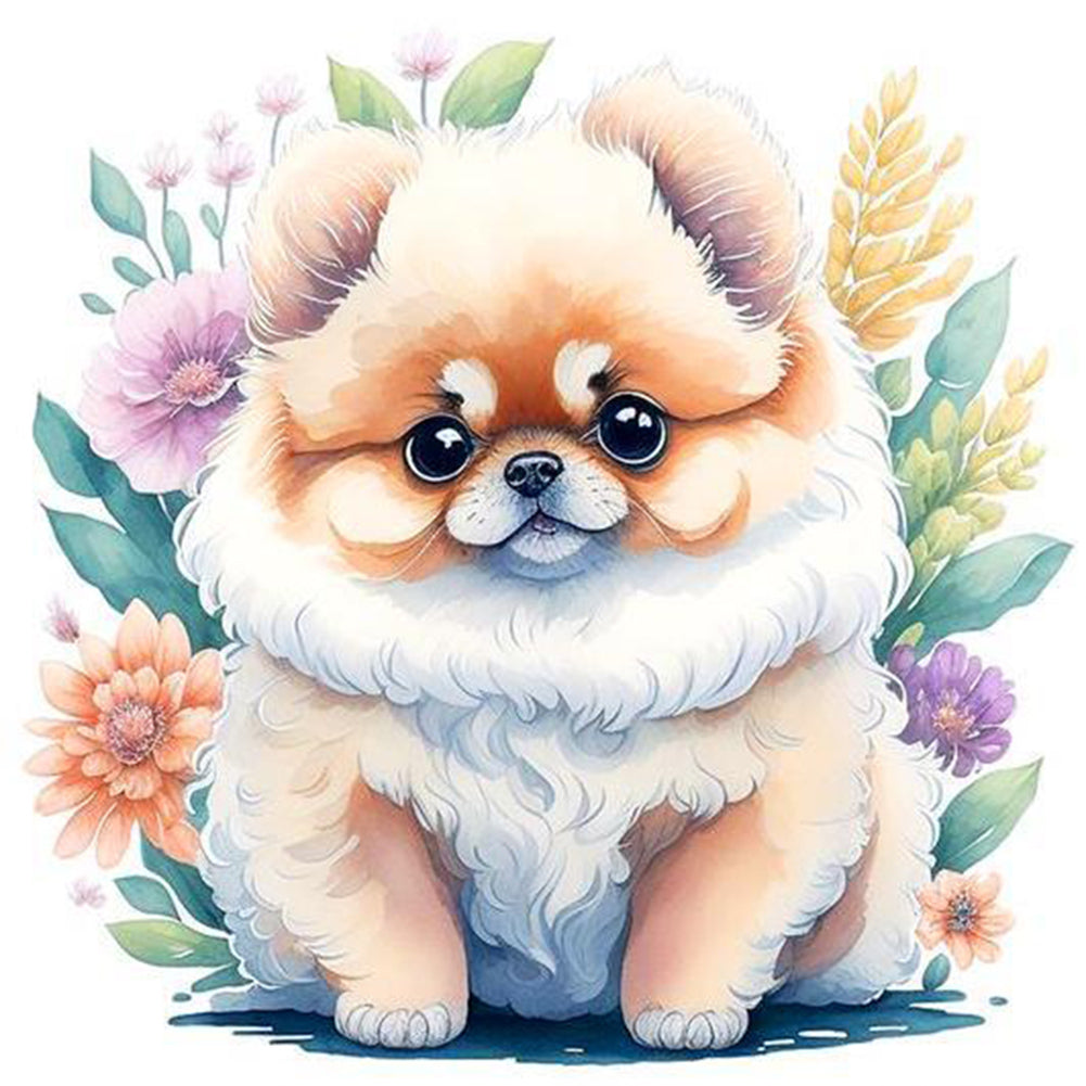 Diamond Painting - Full Round - Cute Samoyed (30*30CM)