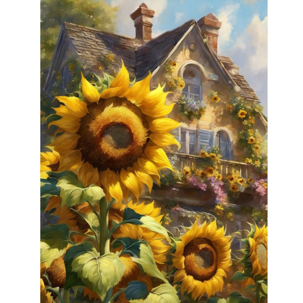 Diamond Painting - Full Round - Sunflowers and Manor (30*40CM)