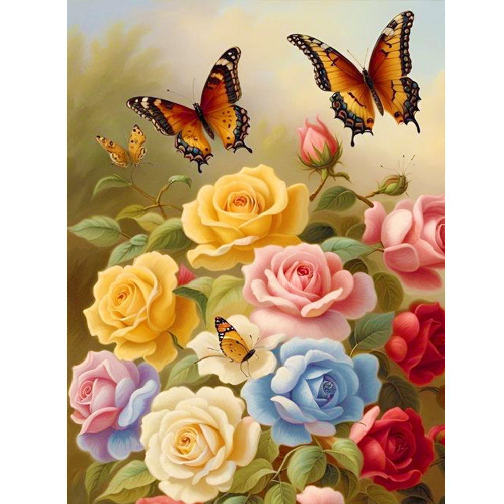 Diamond Painting - Full Round - flowers and butterflies (30*40CM)