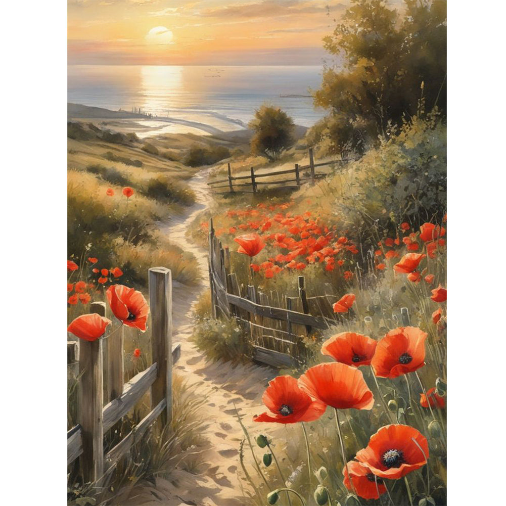 Diamond Painting - Full Round - path among flowers (30*40CM)