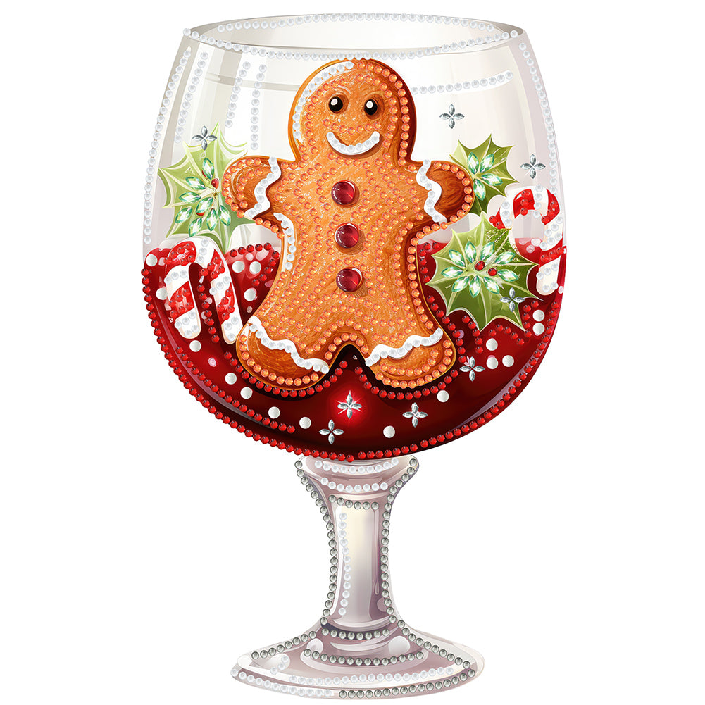 Diamond Painting - Partial Special Shaped - Christmas water cup gingerbread man (30*30CM)