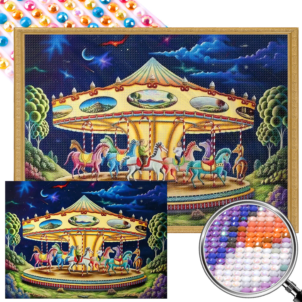 AB Diamond Painting - Full Round - Lovers and Carousel (55*40CM)
