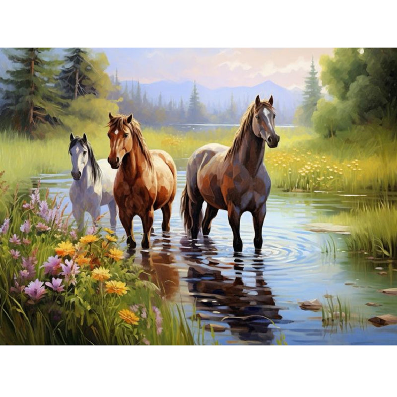 Diamond Painting - Full Square - Horses in the woods (40*30CM)