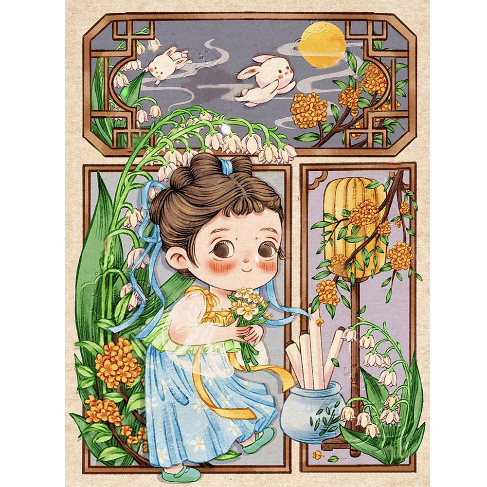 Diamond Painting - Full Round - antique little girl (30*40CM)
