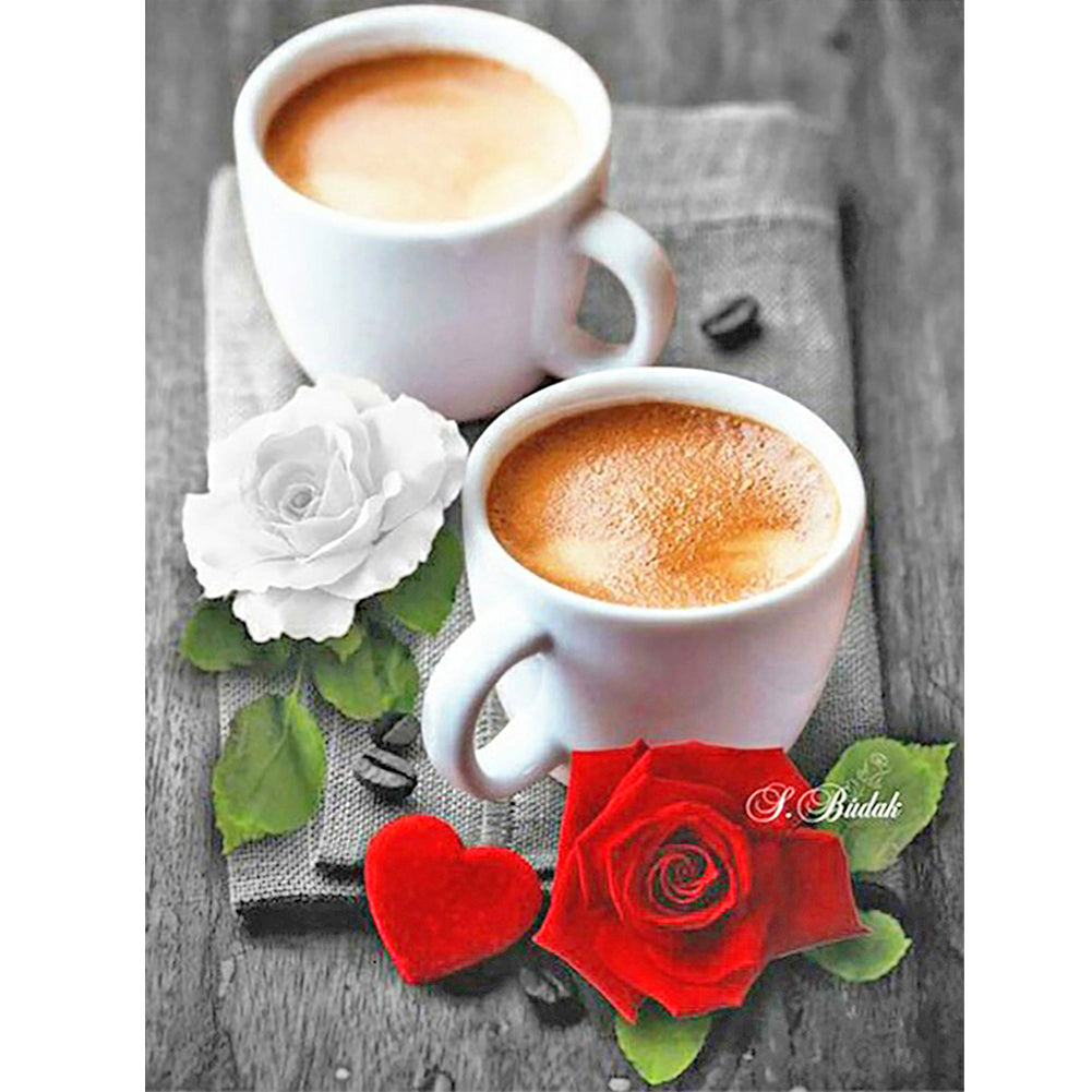 Diamond Painting - Full Round - roses and coffee (30*40CM)
