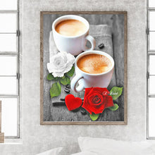 Load image into Gallery viewer, Diamond Painting - Full Round - roses and coffee (30*40CM)
