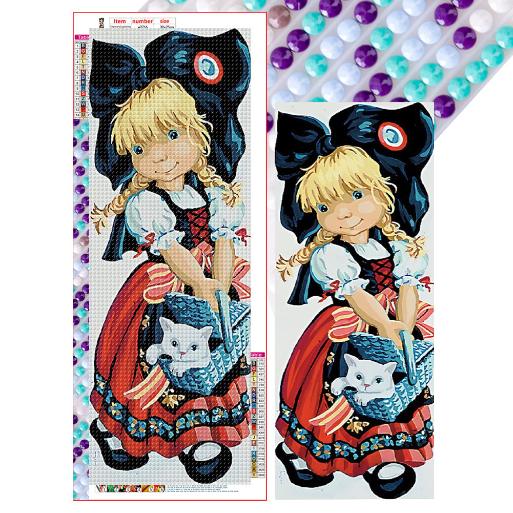Diamond Painting - Full Round - girl and kitten (30*75CM)