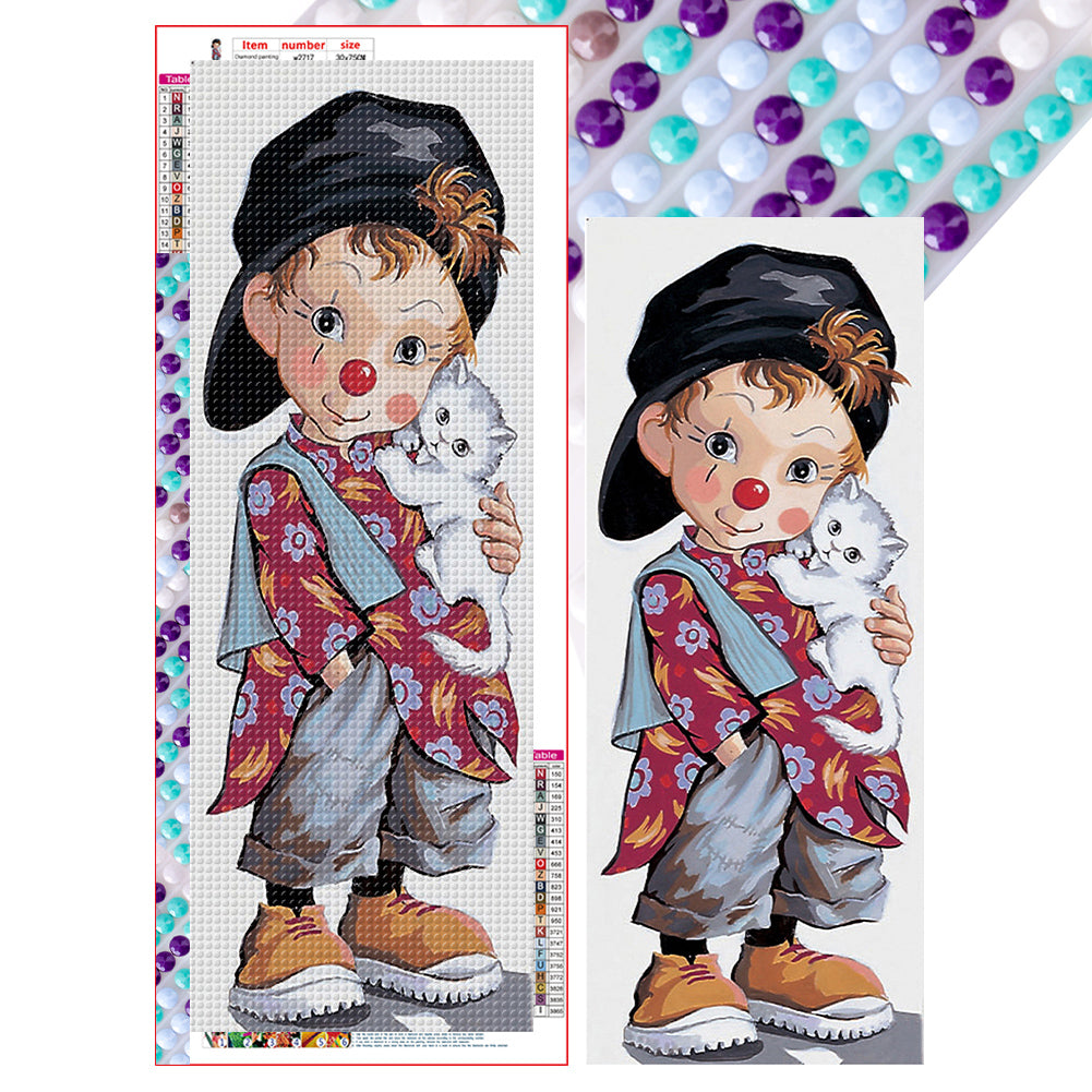Diamond Painting - Full Round - boy and kitten (30*75CM)