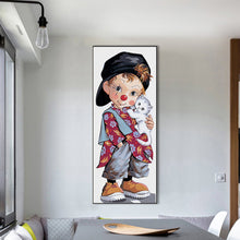 Load image into Gallery viewer, Diamond Painting - Full Round - boy and kitten (30*75CM)
