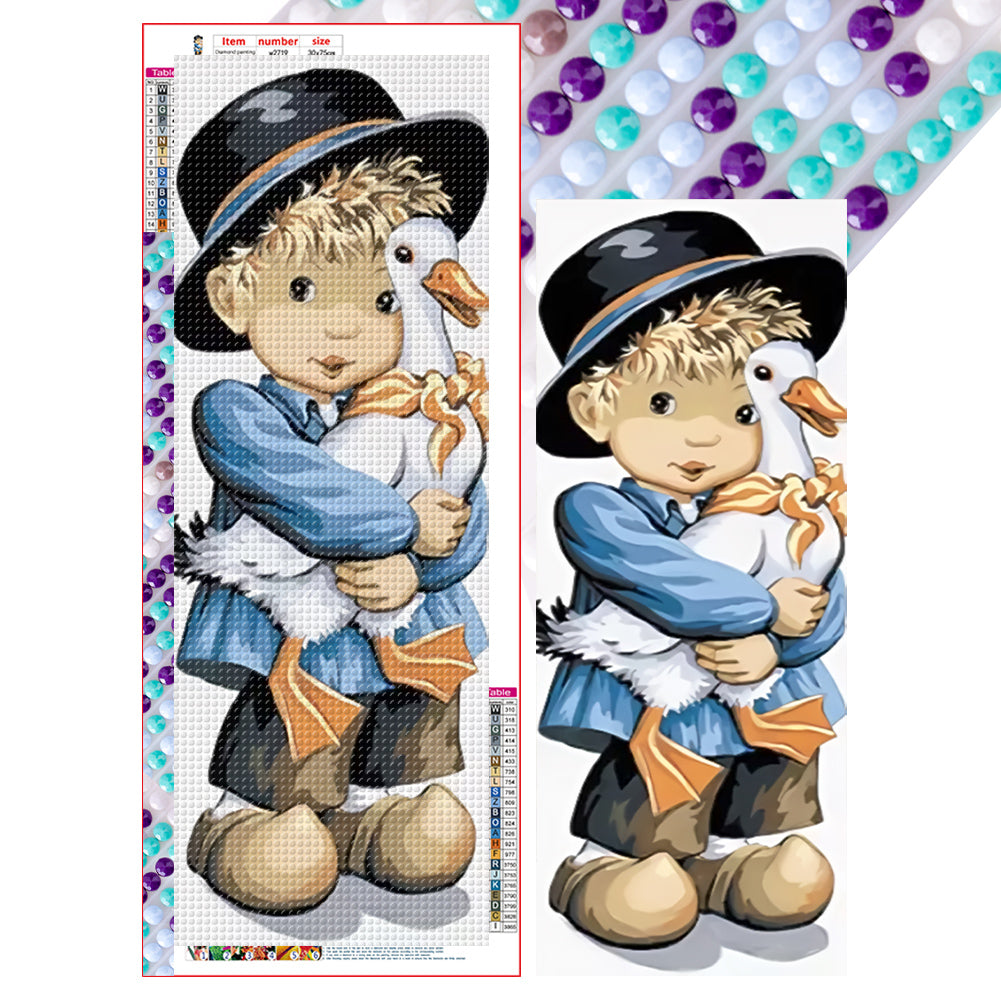 Diamond Painting - Full Round - boy with goose (30*75CM)