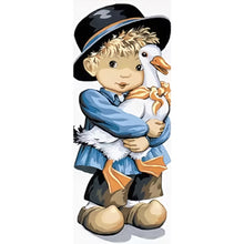 Load image into Gallery viewer, Diamond Painting - Full Round - boy with goose (30*75CM)
