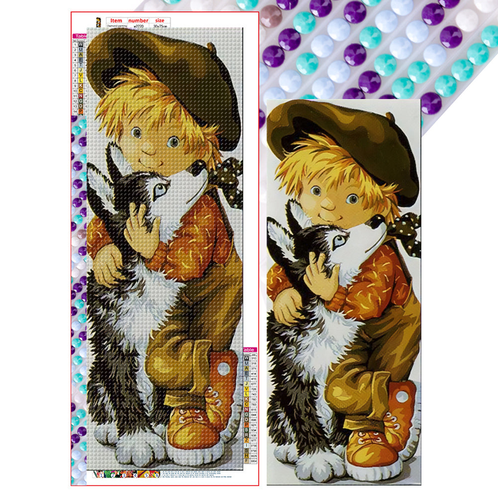 Diamond Painting - Full Round - boy and puppy (30*75CM)