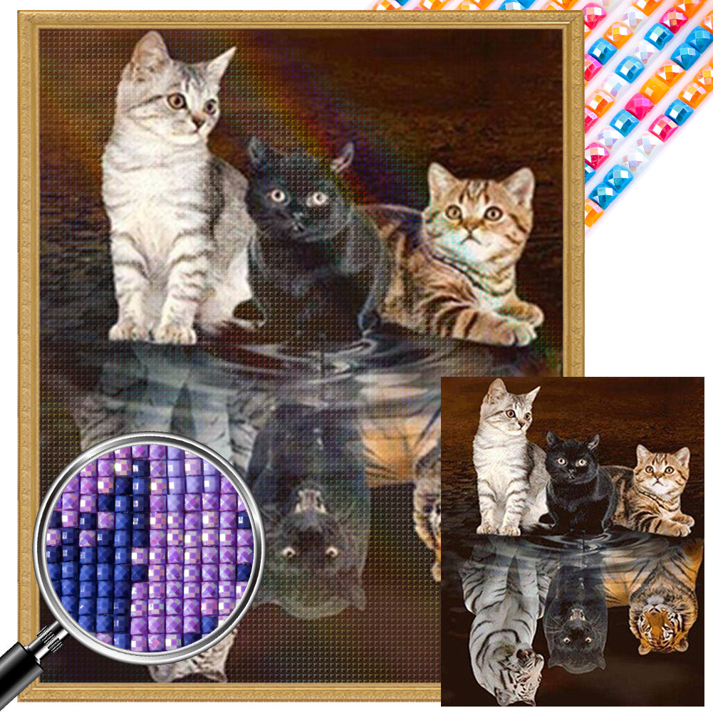 AB Diamond Painting - Full Square - Tender and ferocious cats (40*50CM)