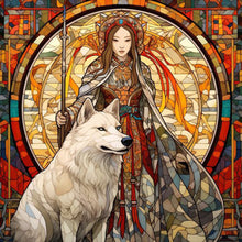 Load image into Gallery viewer, AB Diamond Painting - Full Square - white wolf and girl (30*30CM)
