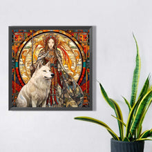Load image into Gallery viewer, AB Diamond Painting - Full Square - white wolf and girl (30*30CM)
