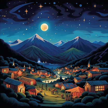 AB Diamond Painting - Full Square - night view roadside (30*30CM)