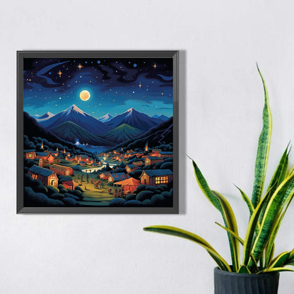 AB Diamond Painting - Full Square - night view roadside (30*30CM)