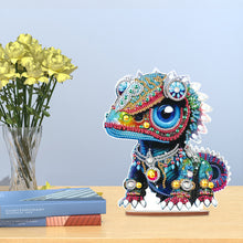 Load image into Gallery viewer, Wooden Round Diamond Painting Desktop Diamond Art Table Decor (Lizard)
