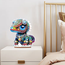 Load image into Gallery viewer, Wooden Round Diamond Painting Desktop Diamond Art Table Decor (Lizard)

