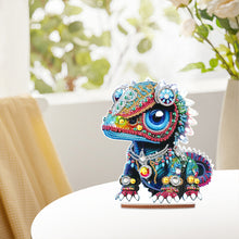 Load image into Gallery viewer, Wooden Round Diamond Painting Desktop Diamond Art Table Decor (Lizard)
