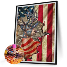 Load image into Gallery viewer, Diamond Painting - Full Round - Elk and Stars and Stripes (30*40CM)
