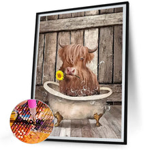 Load image into Gallery viewer, Diamond Painting - Full Round - Young yak holding sunflowers (30*40CM)
