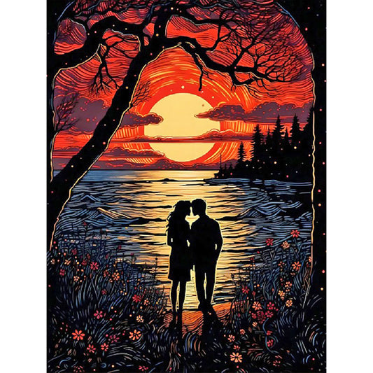 Diamond Painting - Full Round - lovers by the lake (30*40CM)