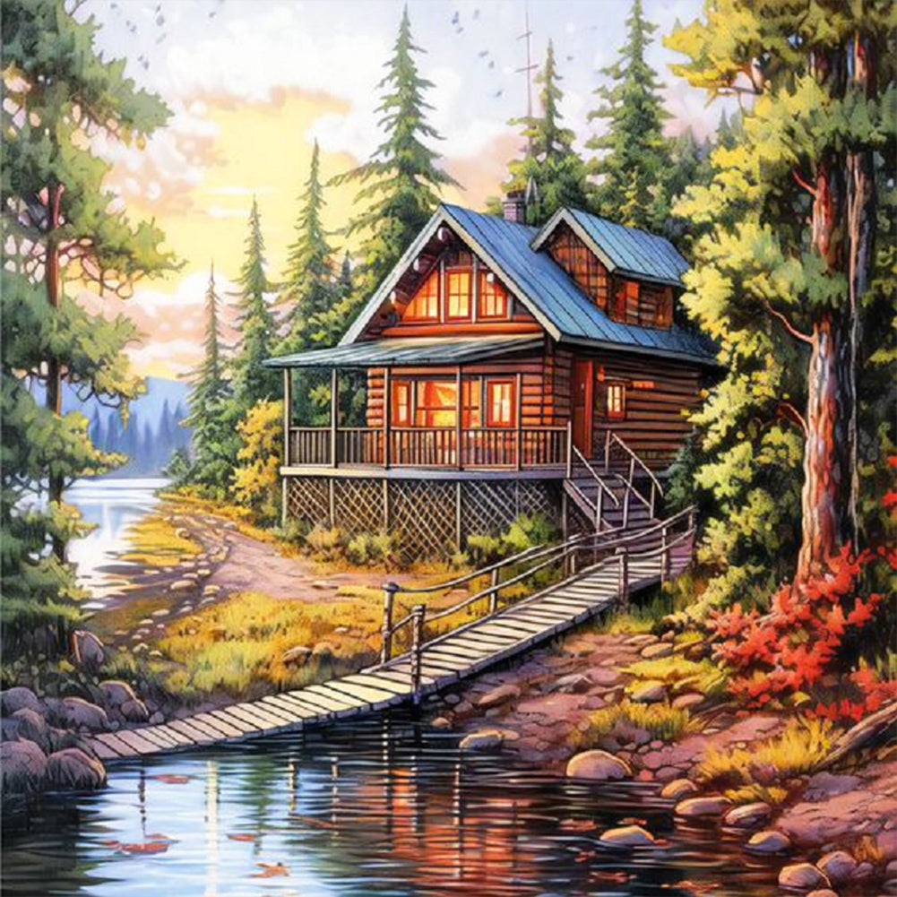 Diamond Painting - Full Round - woods house (30*30CM)