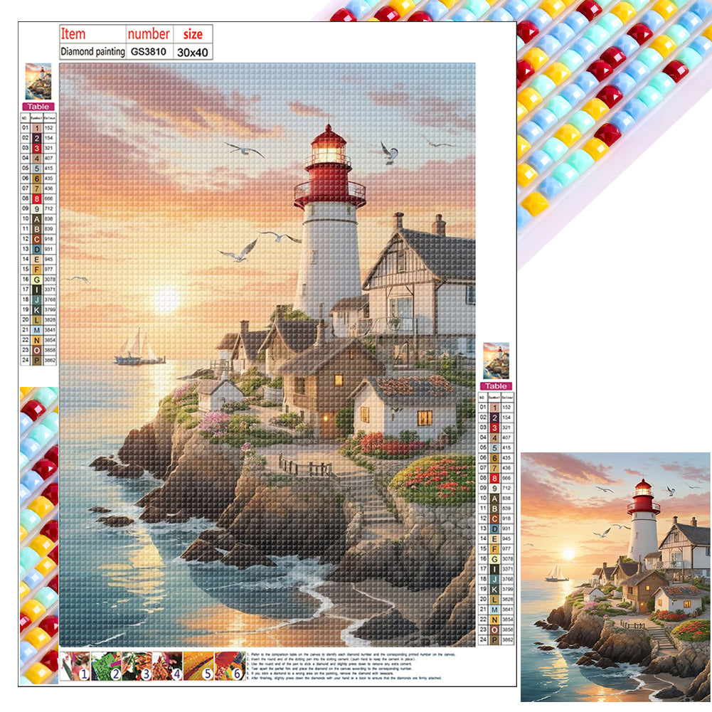Diamond Painting - Full Round - seaside lighthouse (30*40CM)
